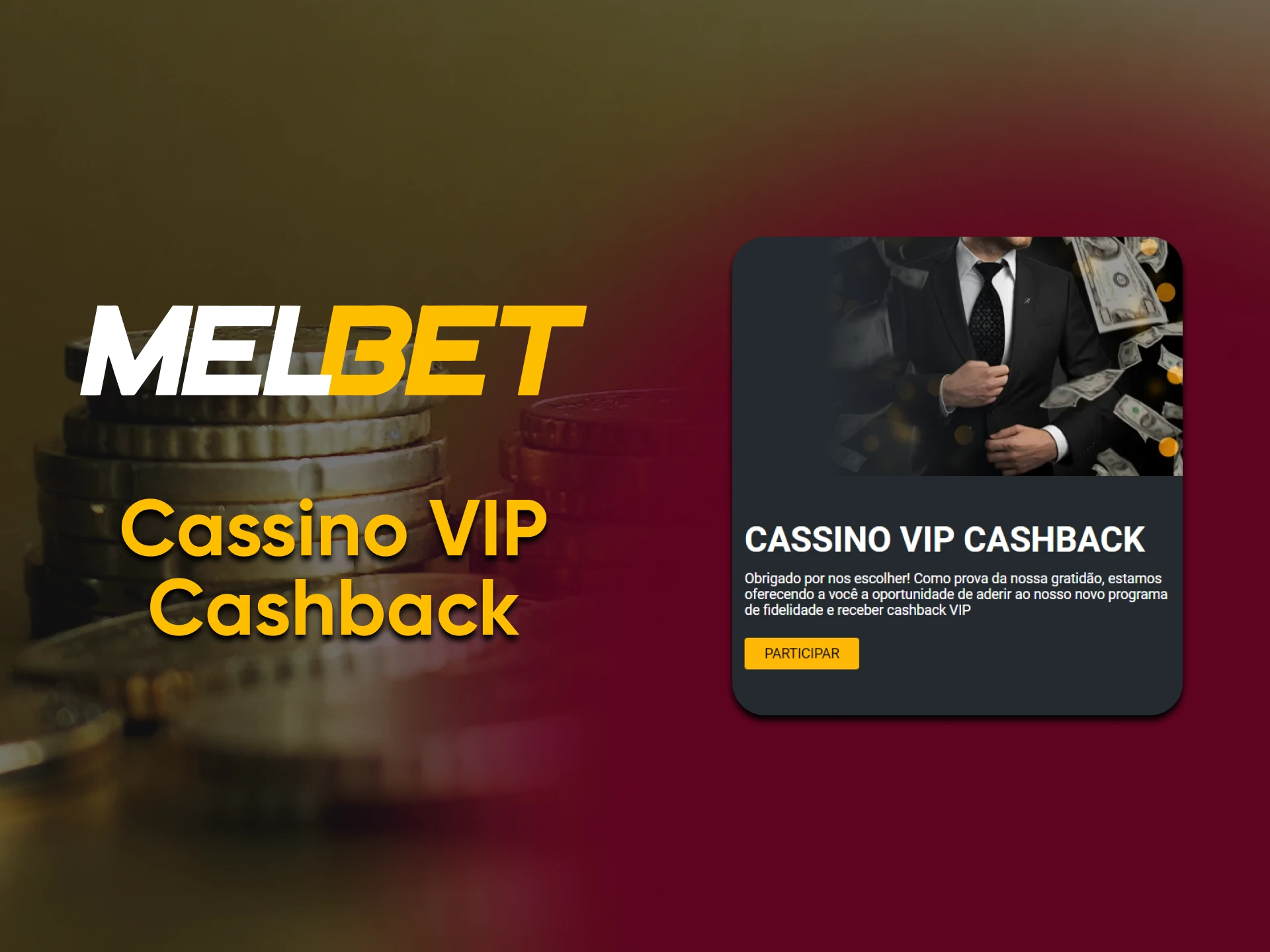 On the Melbet website, you can get cashback.