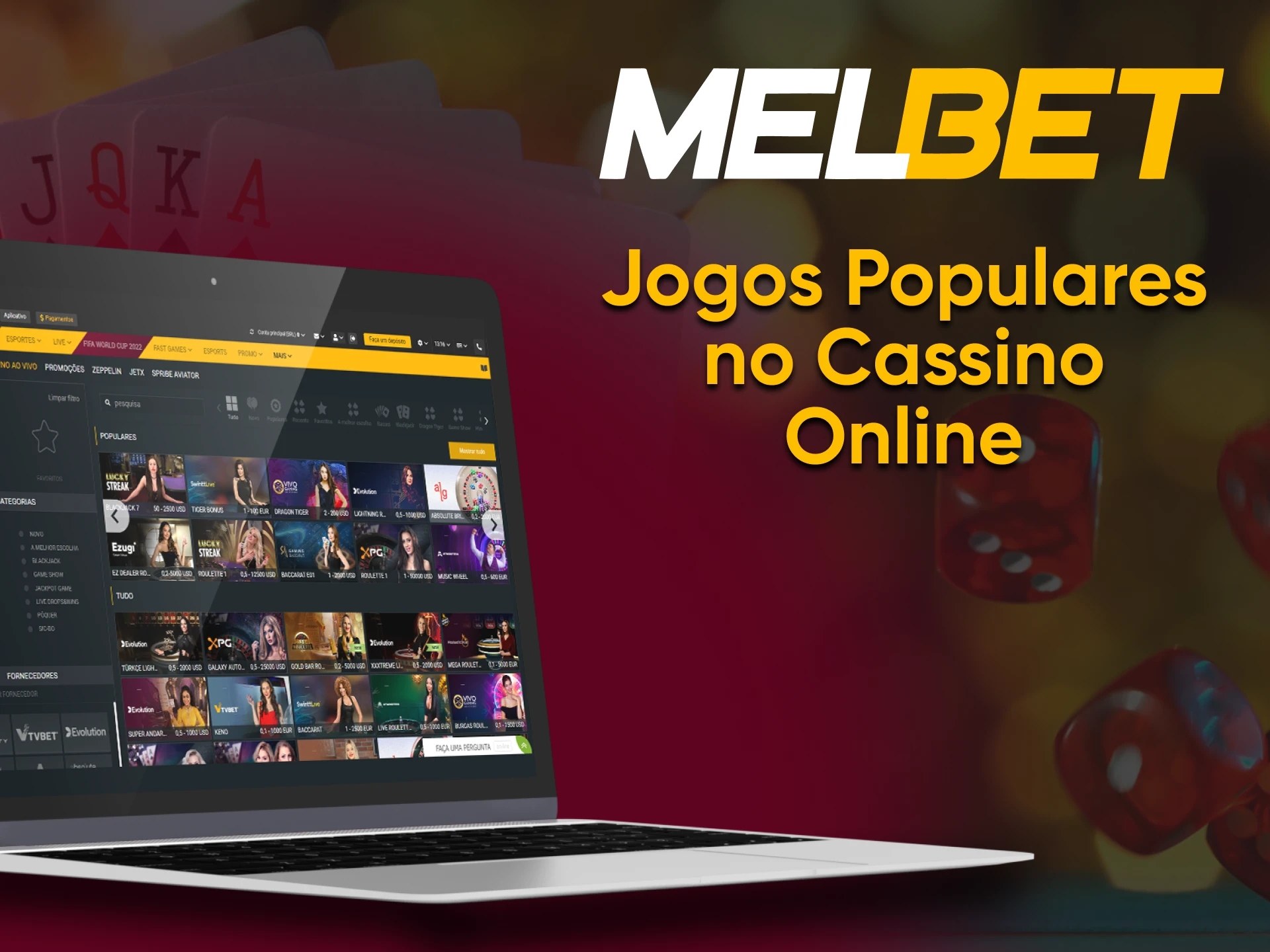 On the Melbet website, you can bet on casino games.