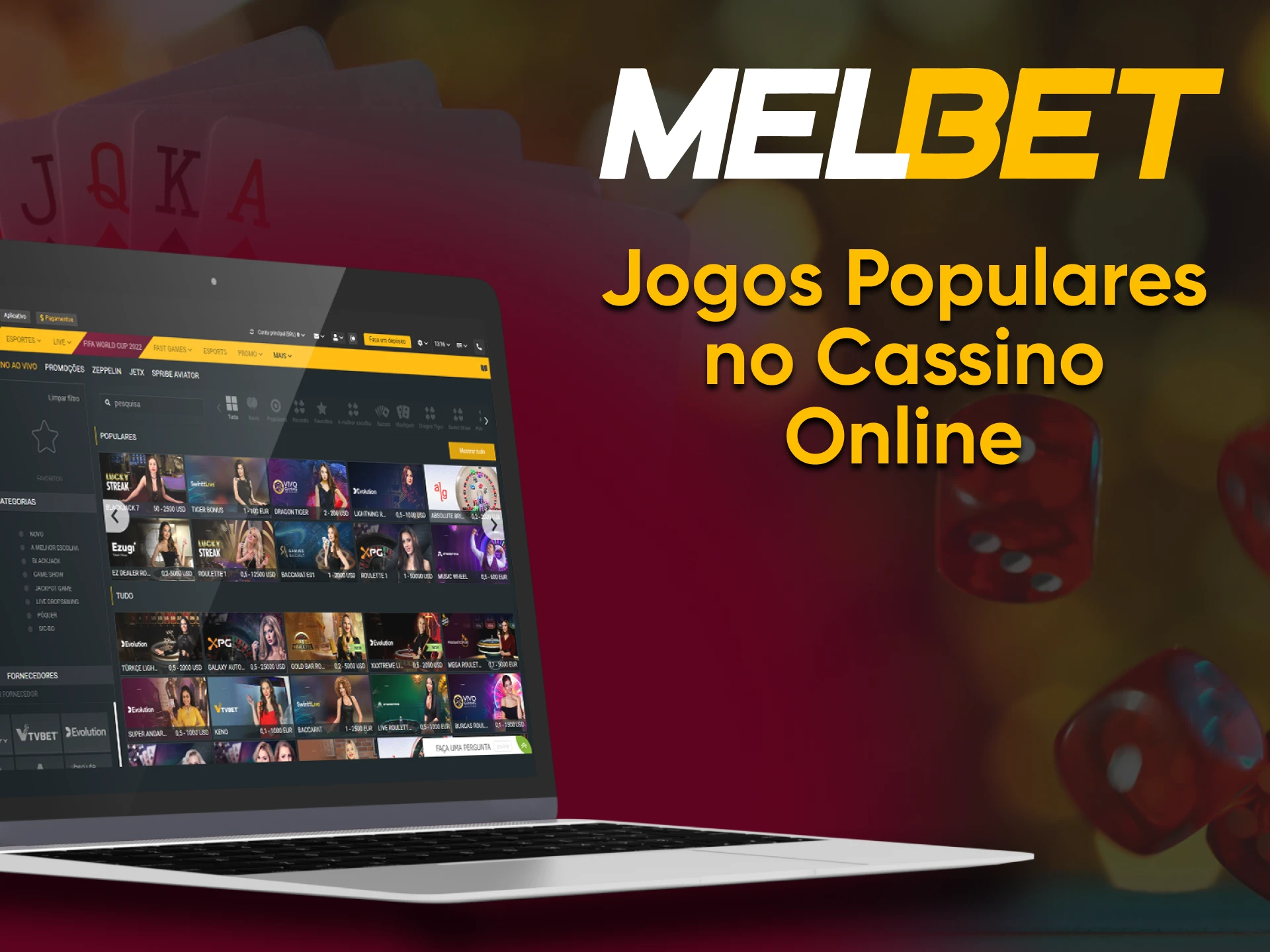 A seção de cassino do Melbet inclui caça-níqueis, jogos de mesa, vídeo pôquer e muito mais.