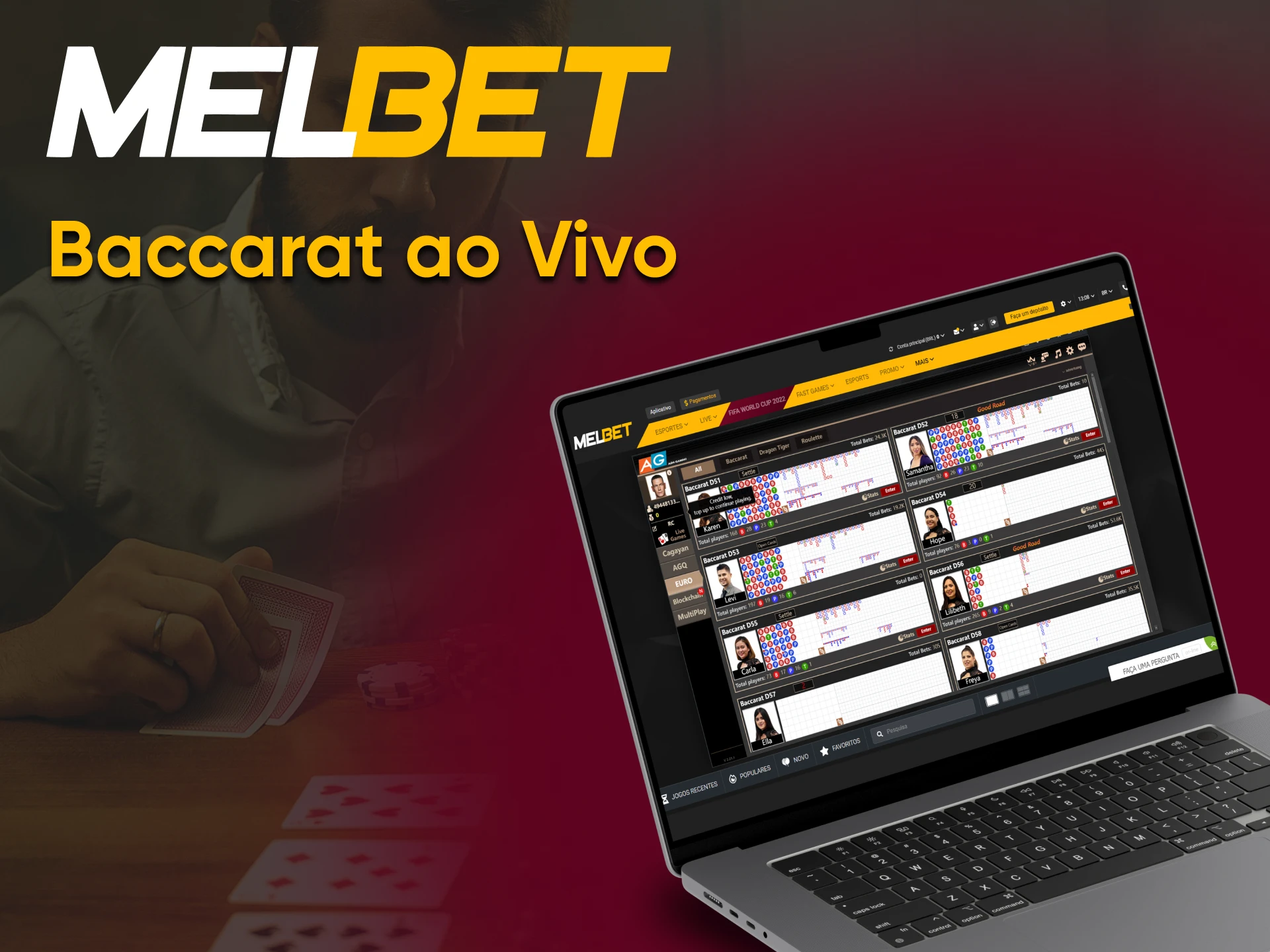 To play Melbet Live Baccarat, go to the desired section.