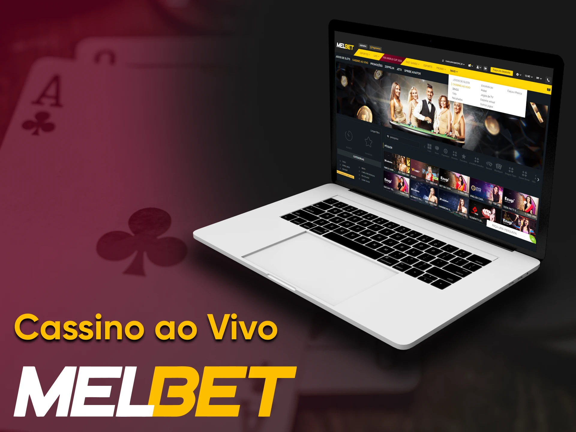 O site da Melbet tem um cassino ao vivo.