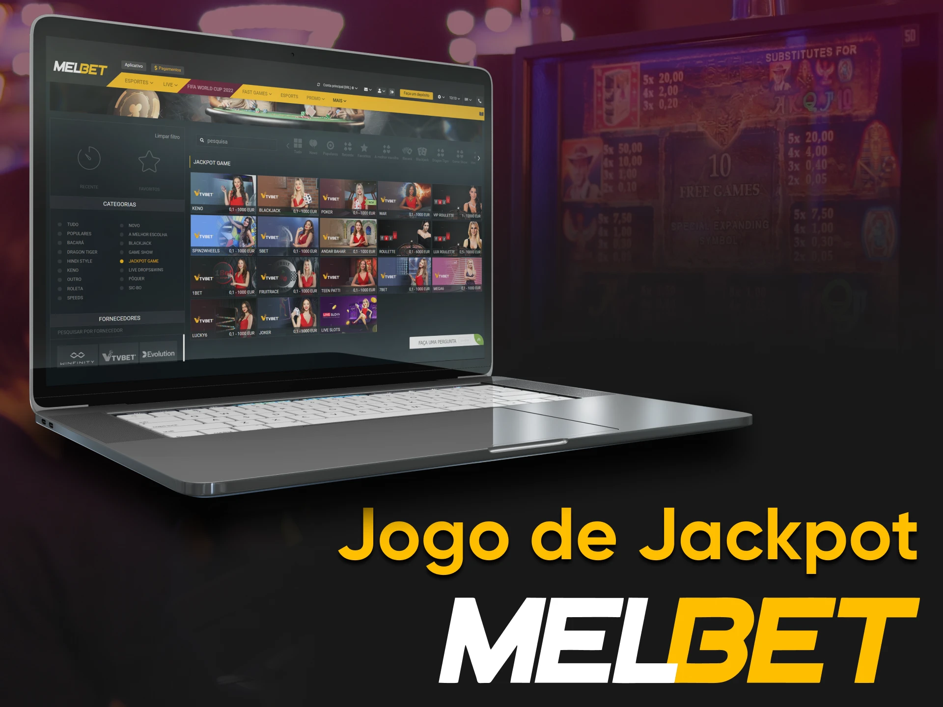 Para jogar o Jackpot da Melbet, vá para a seção desejada.