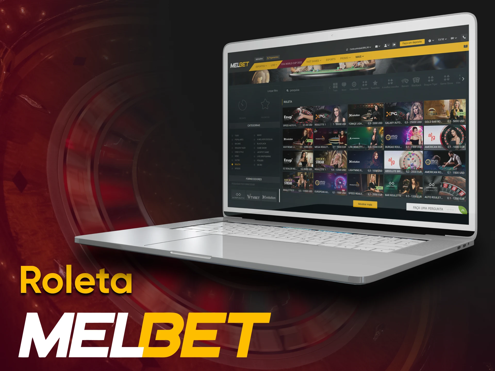 To play Melbet Roulette, go to the desired section.