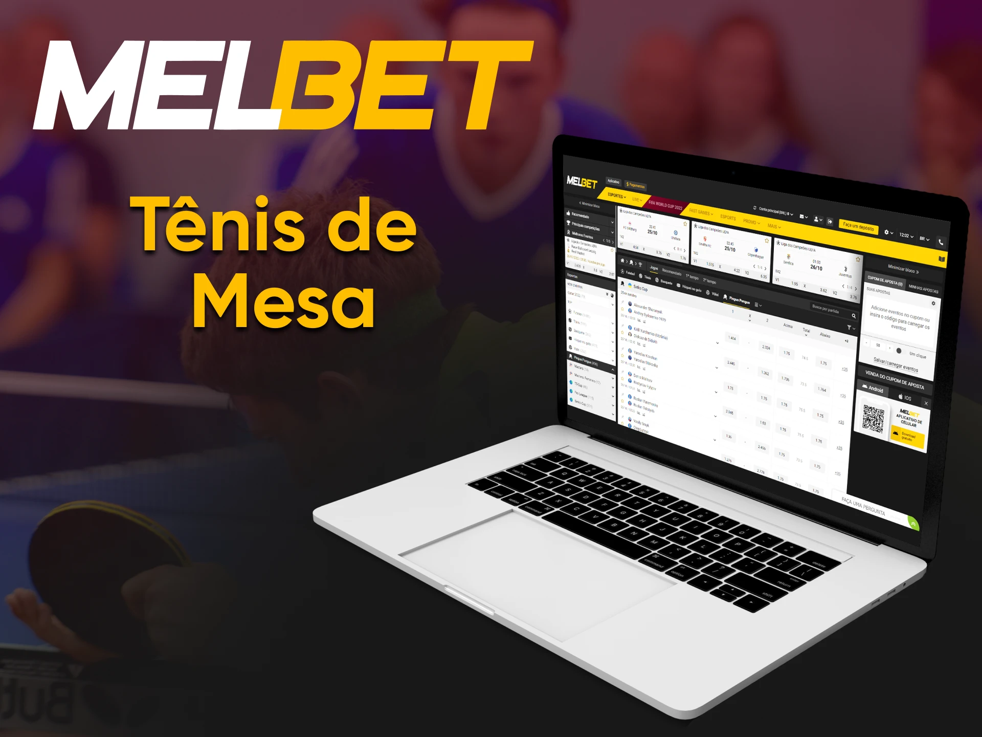 For table tennis bets on Melbet, the amount is in the desired section.