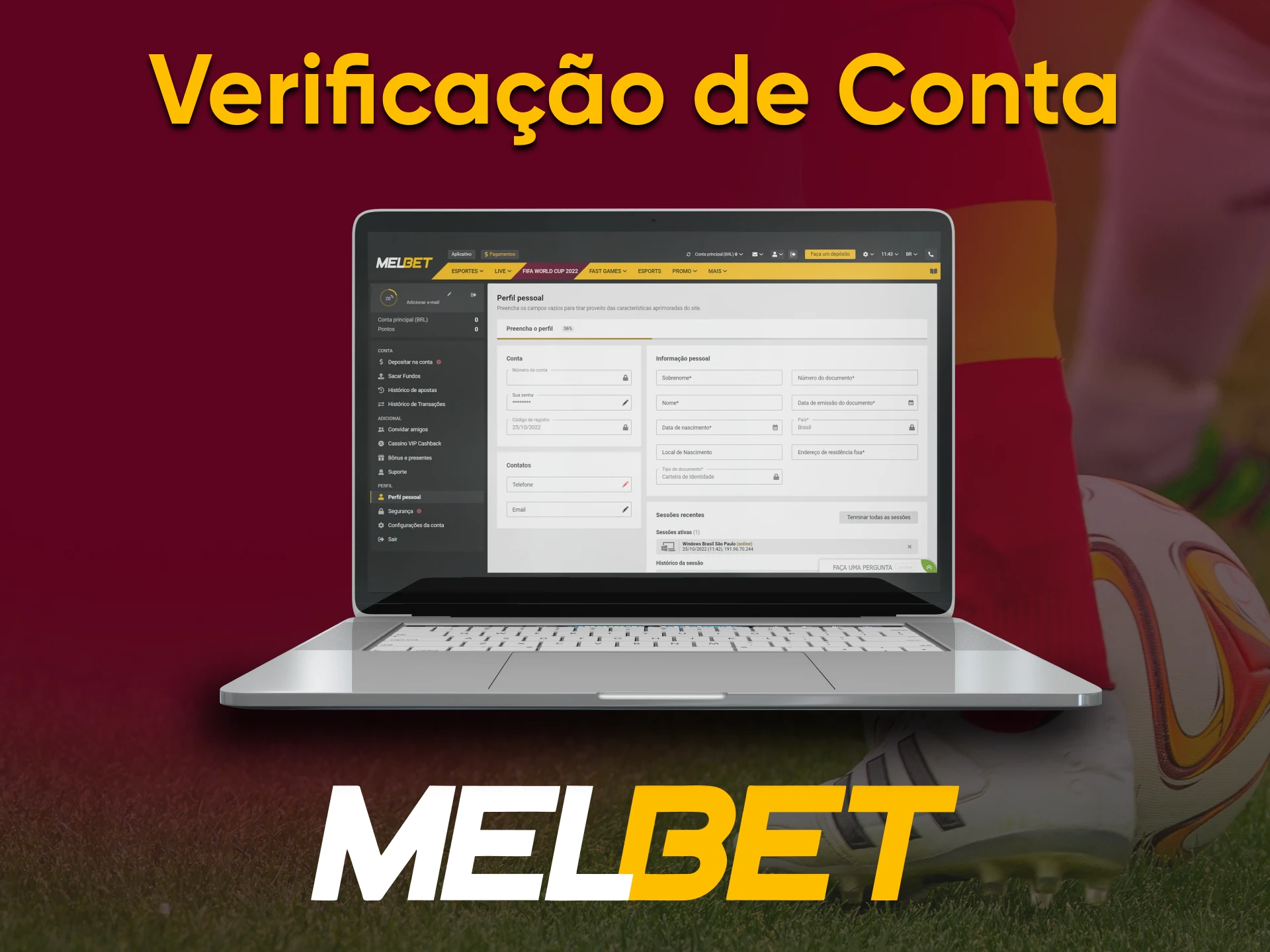 To bet on Melbet, you need to enter your details.