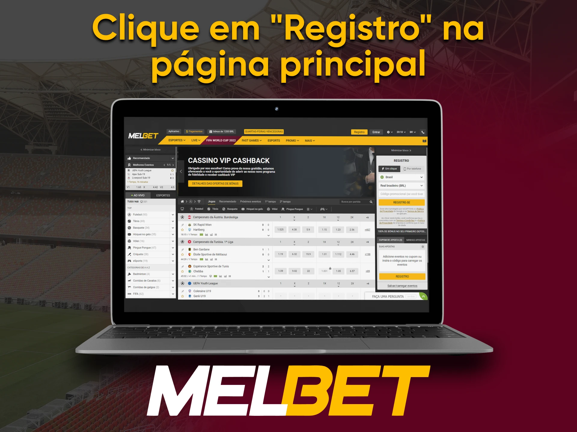 Register with Melbet.