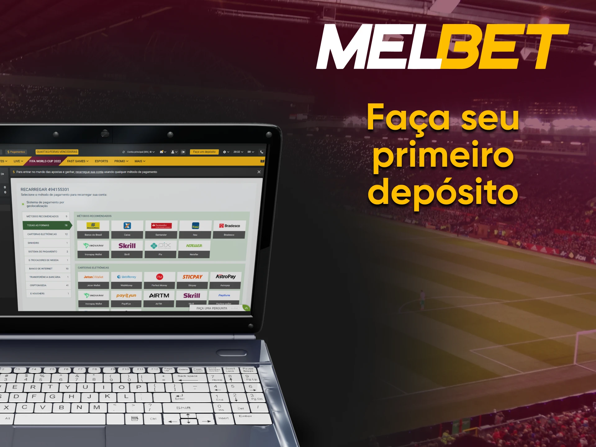 Make a deposit if you want to place bets or play at Melbet casino.