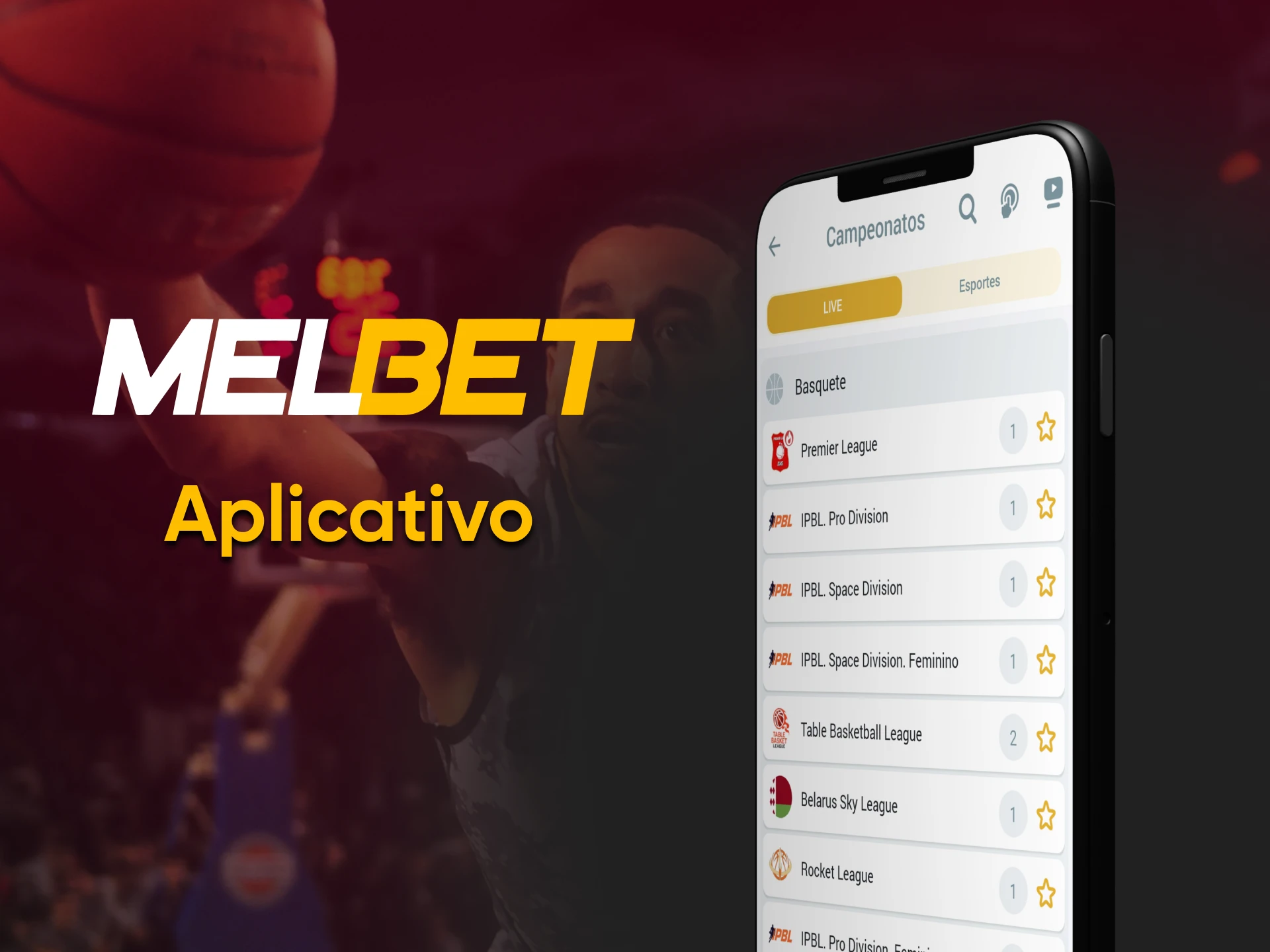 Aposte no basquete através do aplicativo Melbet.