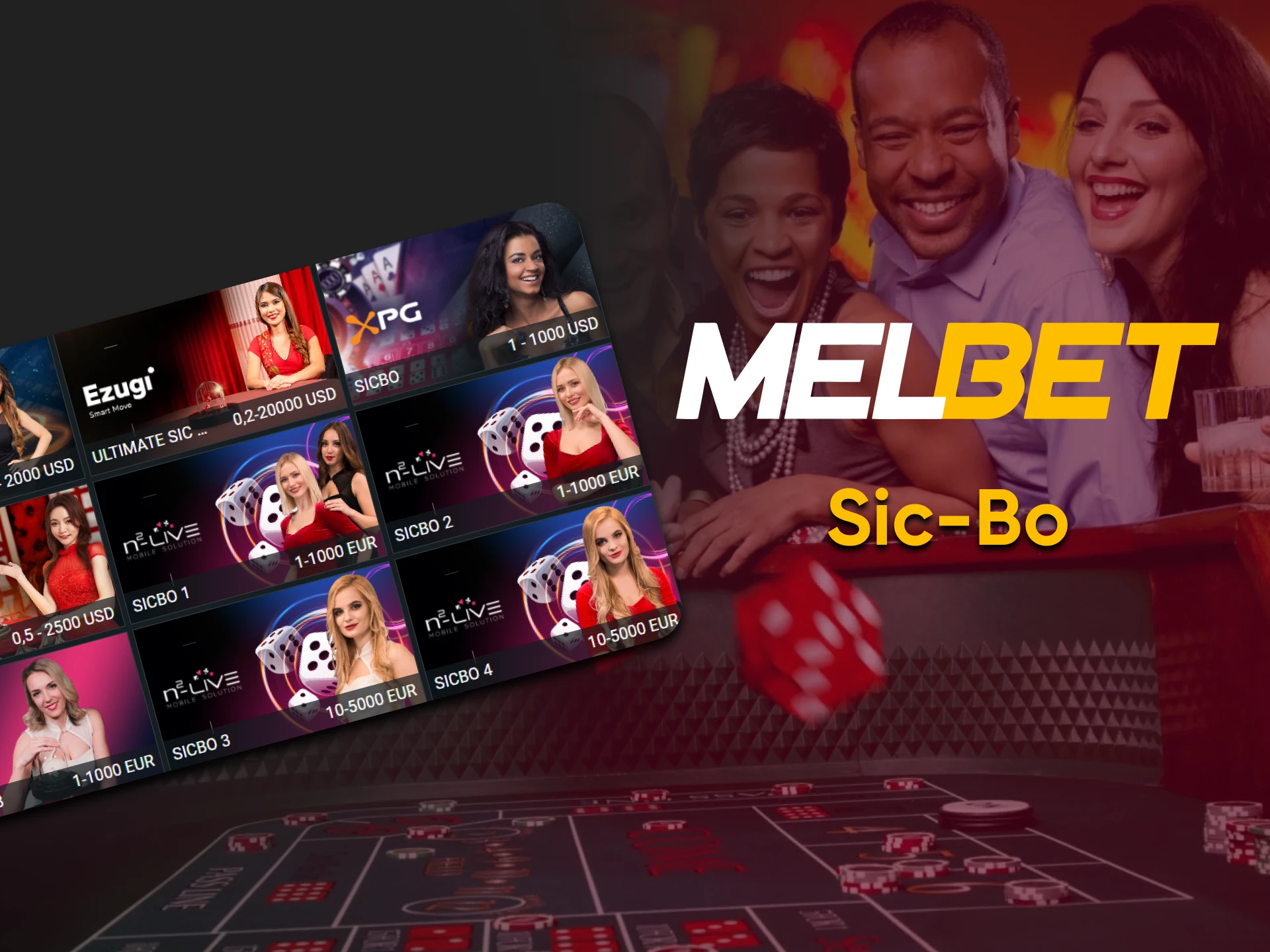 Jogue Sic Bo com Melbet.