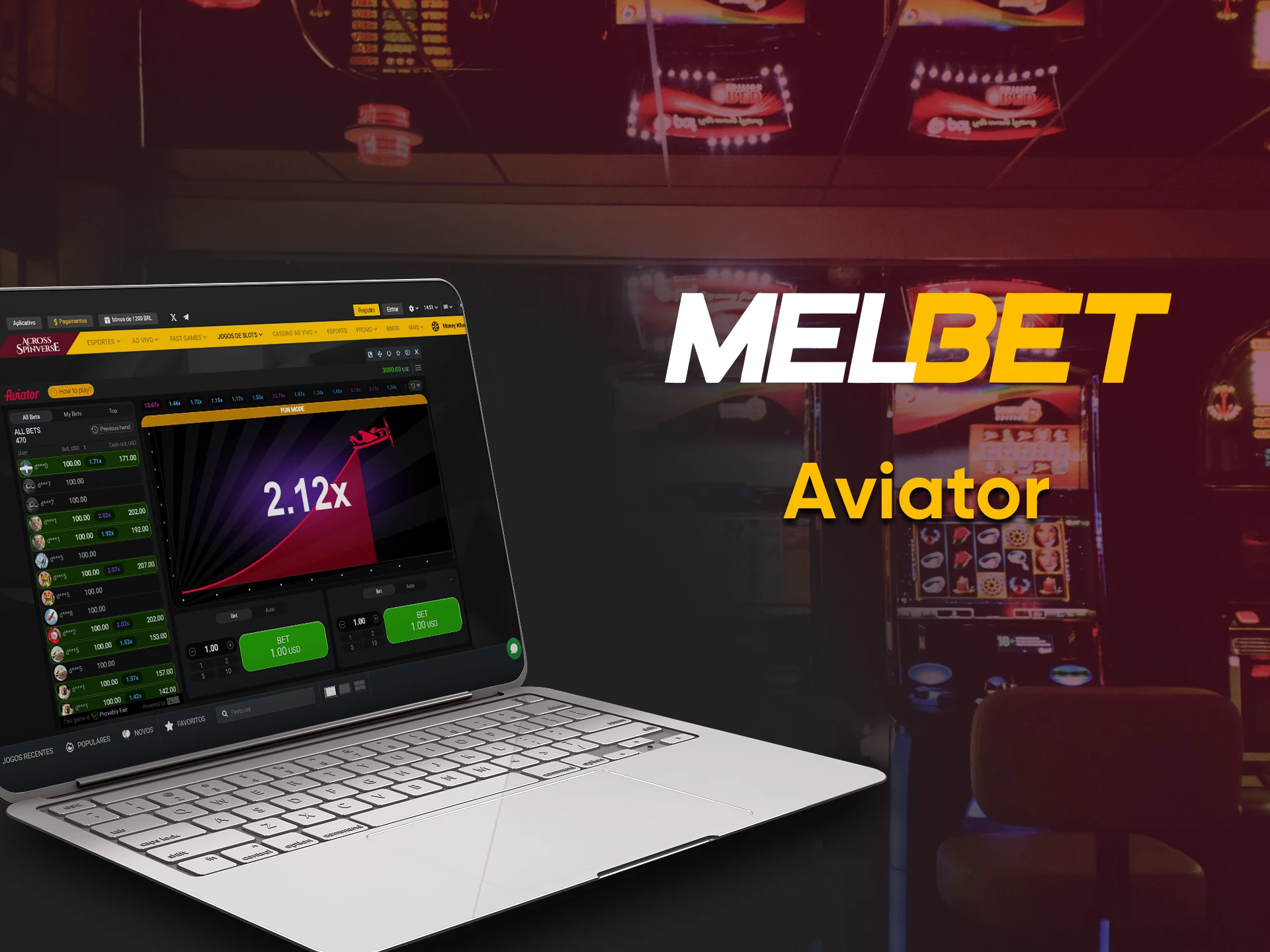 O jogo Aviator está disponível no Melbet Casino.