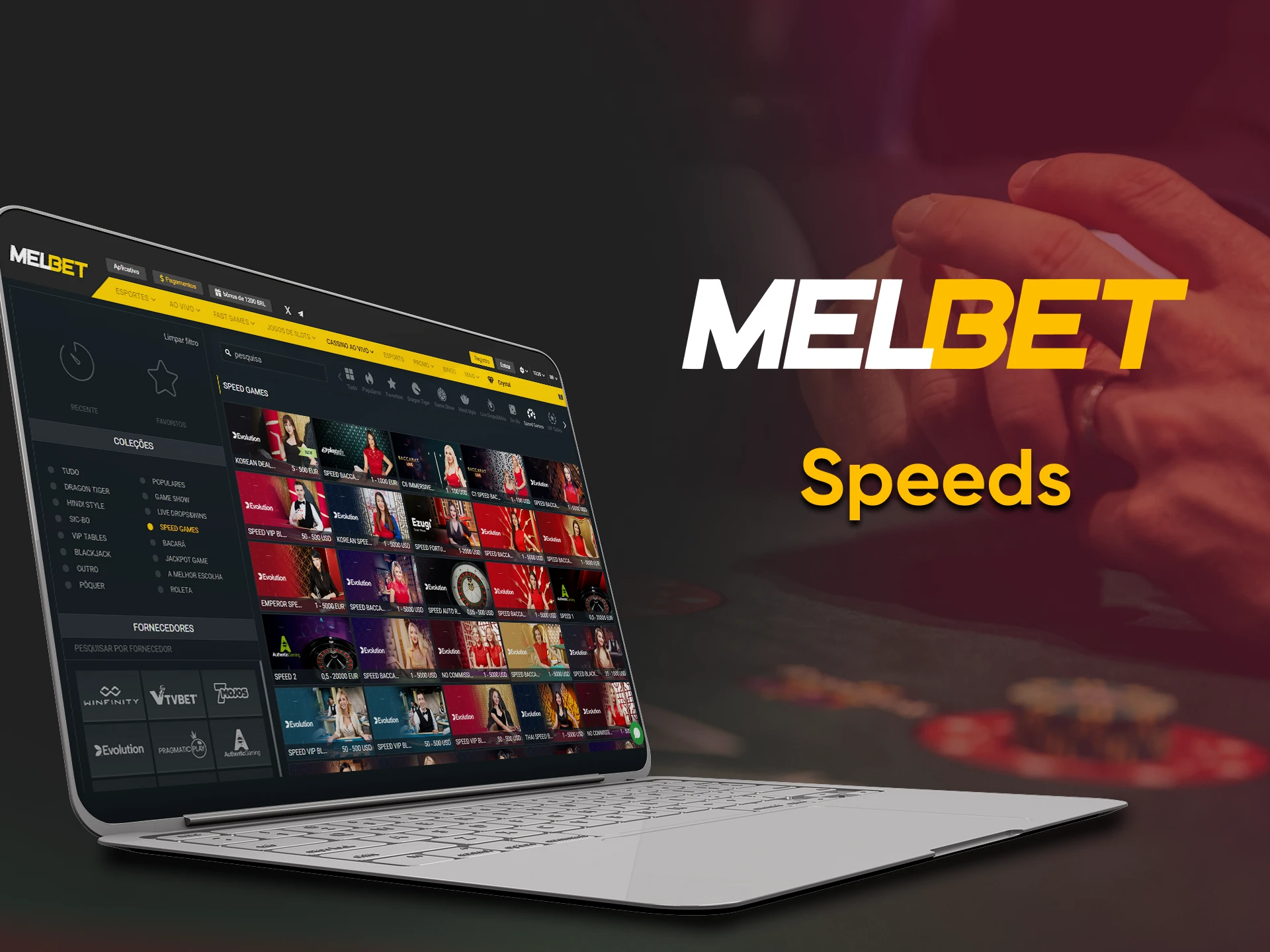 Escolha jogos rápidos na seção de cassino ao vivo da Melbet.