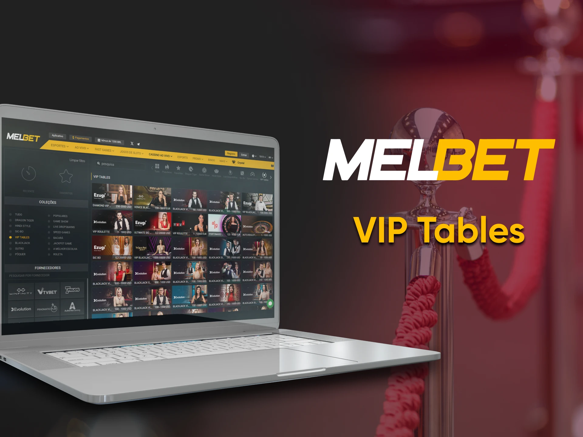 Escolha jogos de mesa Vip na seção de cassino ao vivo da Melbet.