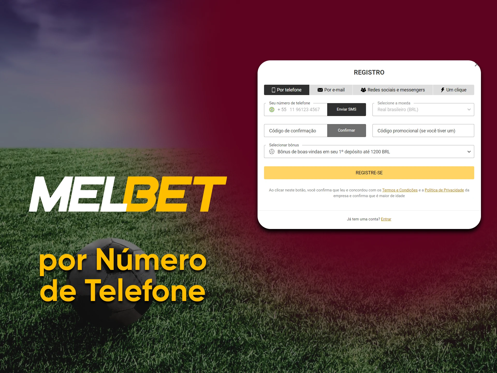 Register with Melbet by phone number.