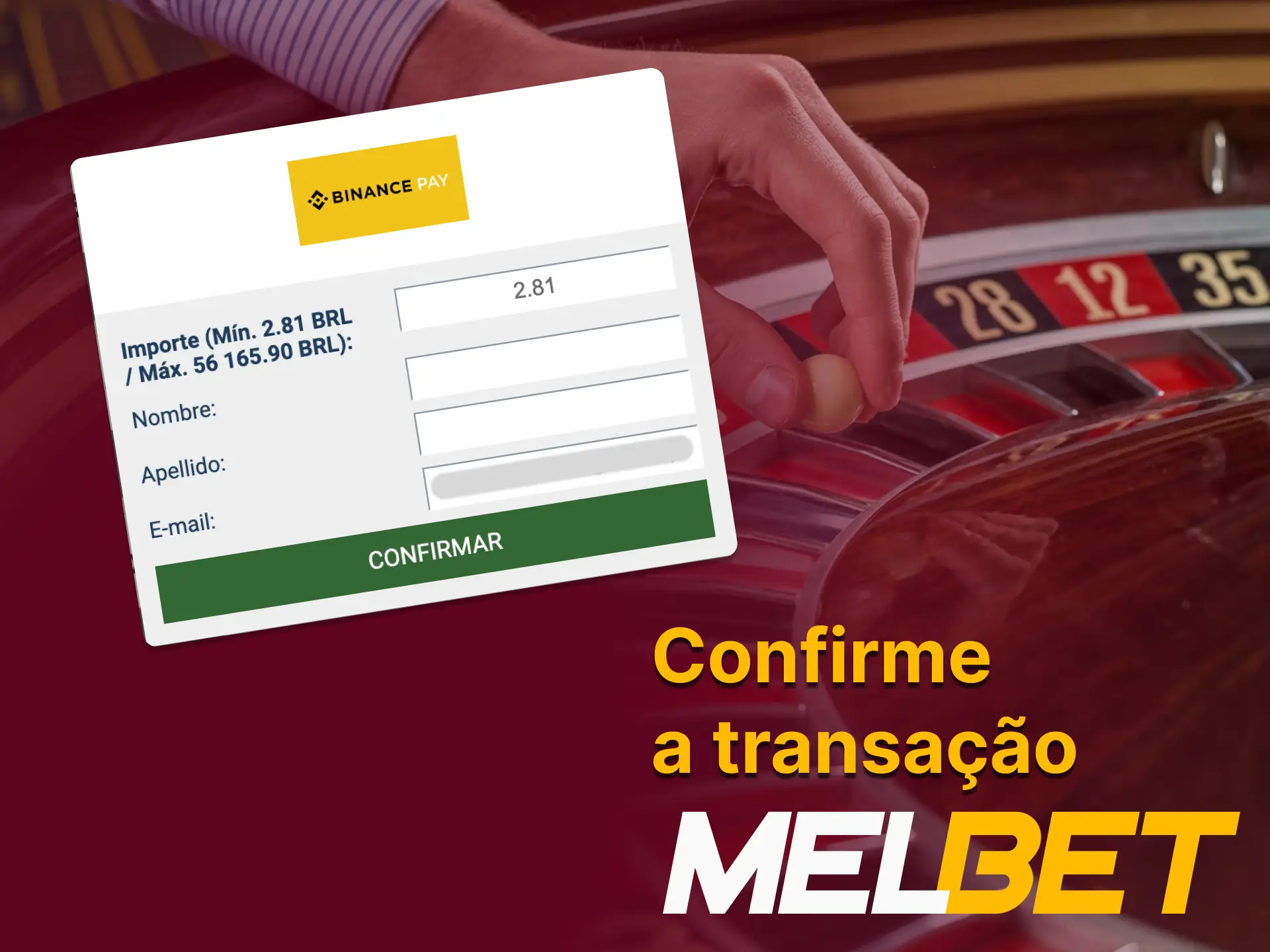 How to complete a deposit on the Melbet online casino site.