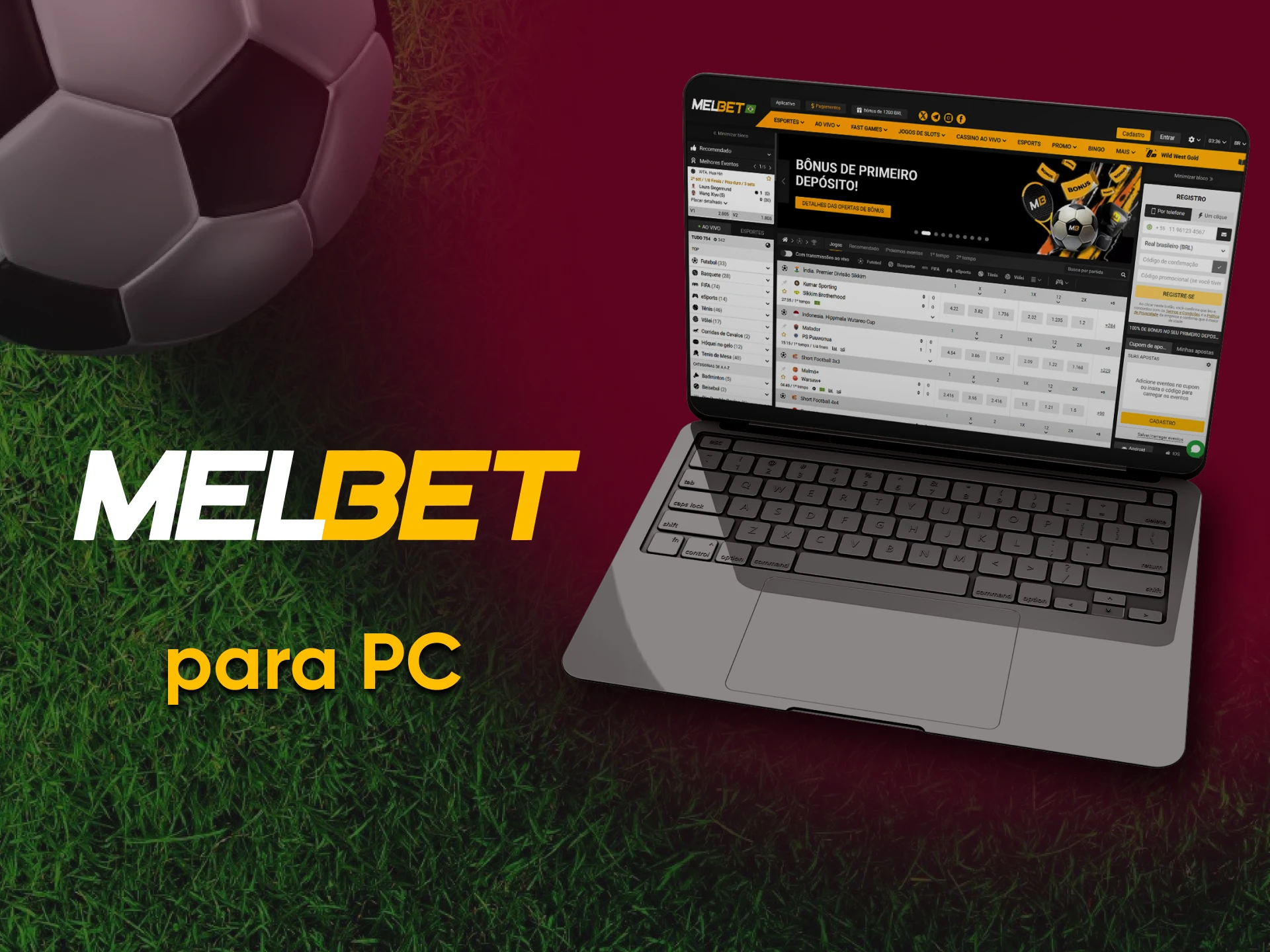 Use the Melbet website on your PC.