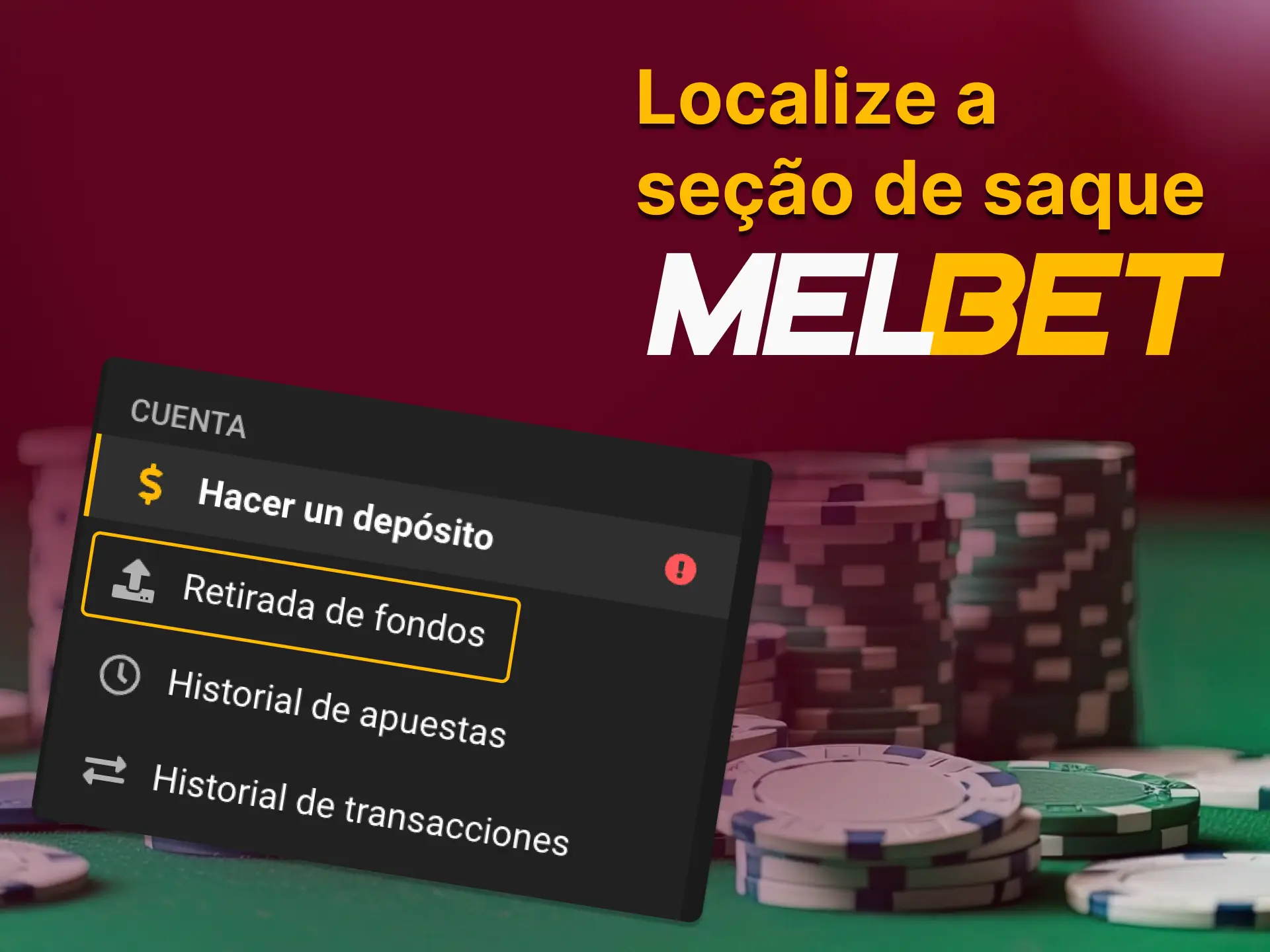 Onde encontrar o botão para sacar dinheiro no cassino online Melbet.